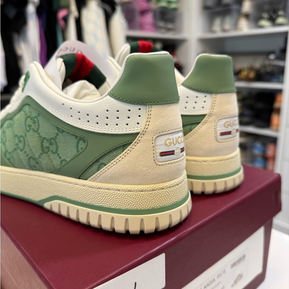 Gucci Canvas and Suede - Low Green and Cream Sneakers - SZ 10 Brand New! - Picture 5 of 10